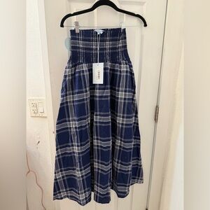 Hill House Navy Plaid A-Line Skirt NWT